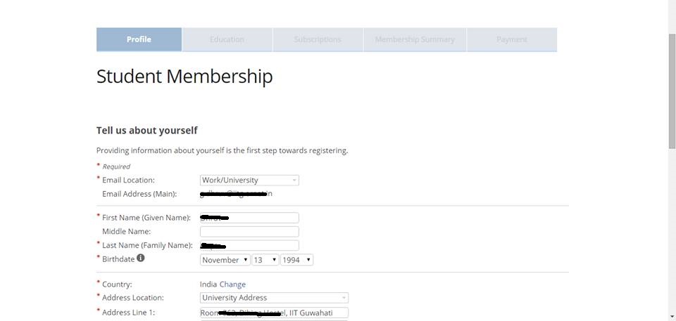 SPE Registration Form Details