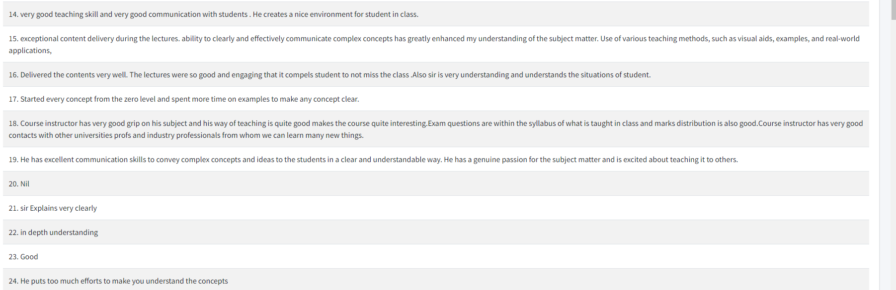 Comments for Instructor