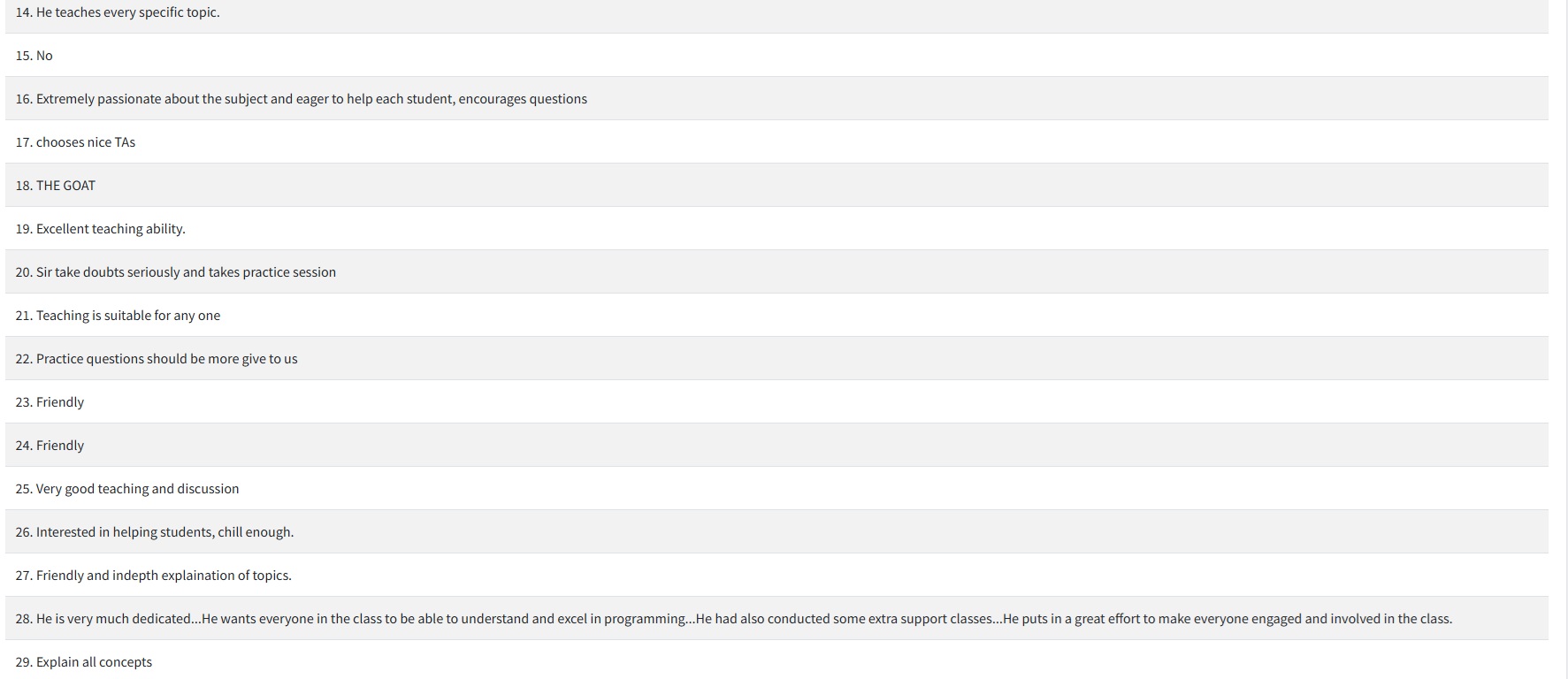 Comments for Instructor