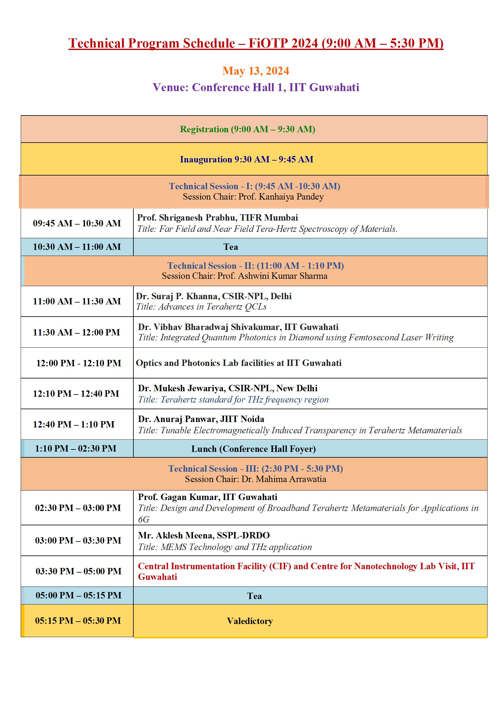FiOTP 2024 Workshop Schedule