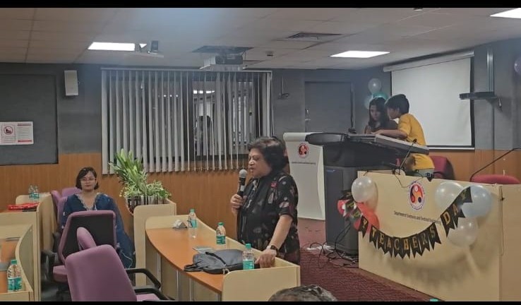 Chitralekha Ma'am addressing the gathering
