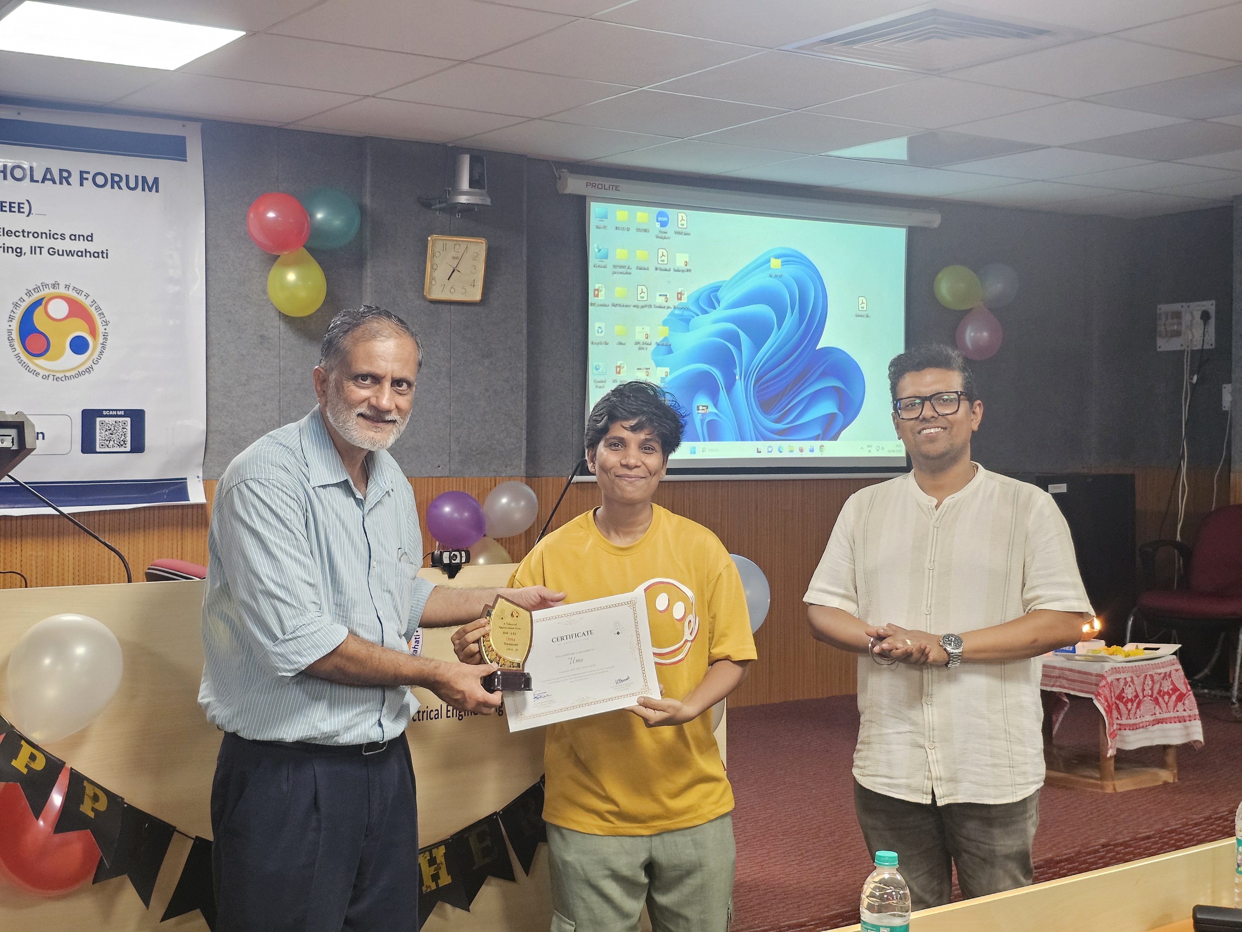 Valedictory felicitation of Ms. Uma, Treasurer of the RSF-EEE Team 2024-25