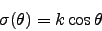 \begin{displaymath}
\sigma(\theta) = k \cos\theta
\end{displaymath}