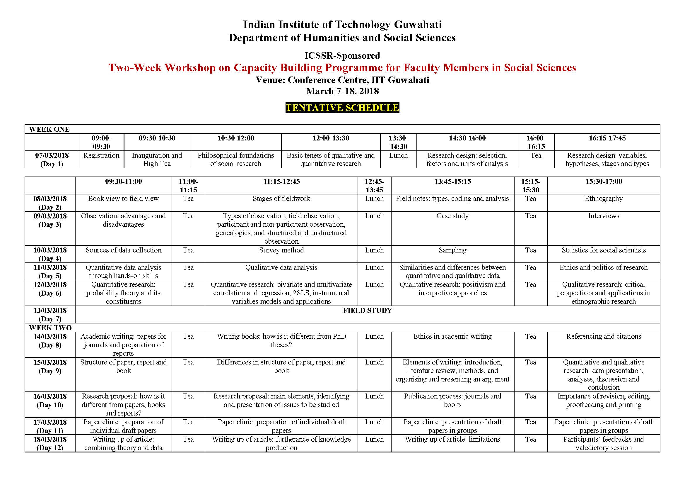 program table