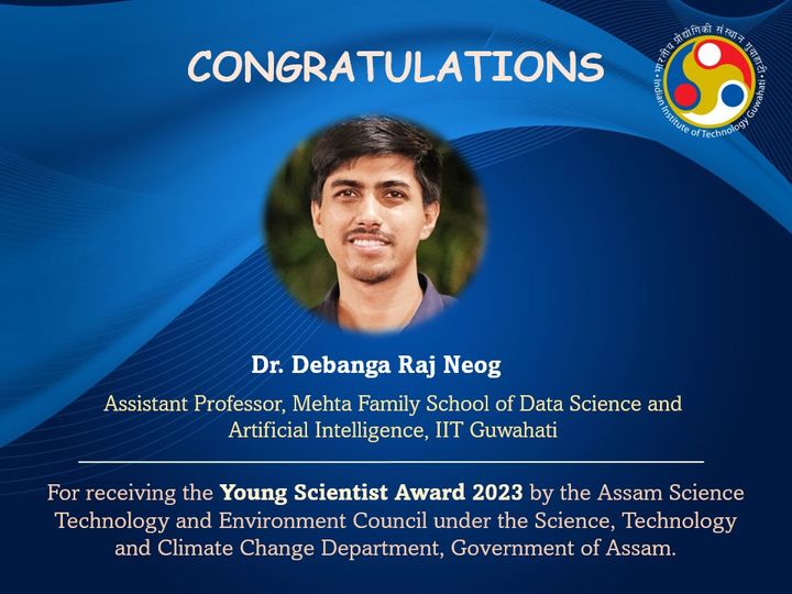 Congratulations to Dr. Debanga Raj Neog for receiving the Young Scientist Award 2023 by the Assam Science Technology and Environment Council